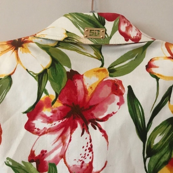 St John Sports Marie Gray Floral Tropical Jacket - Picture 8 of 14